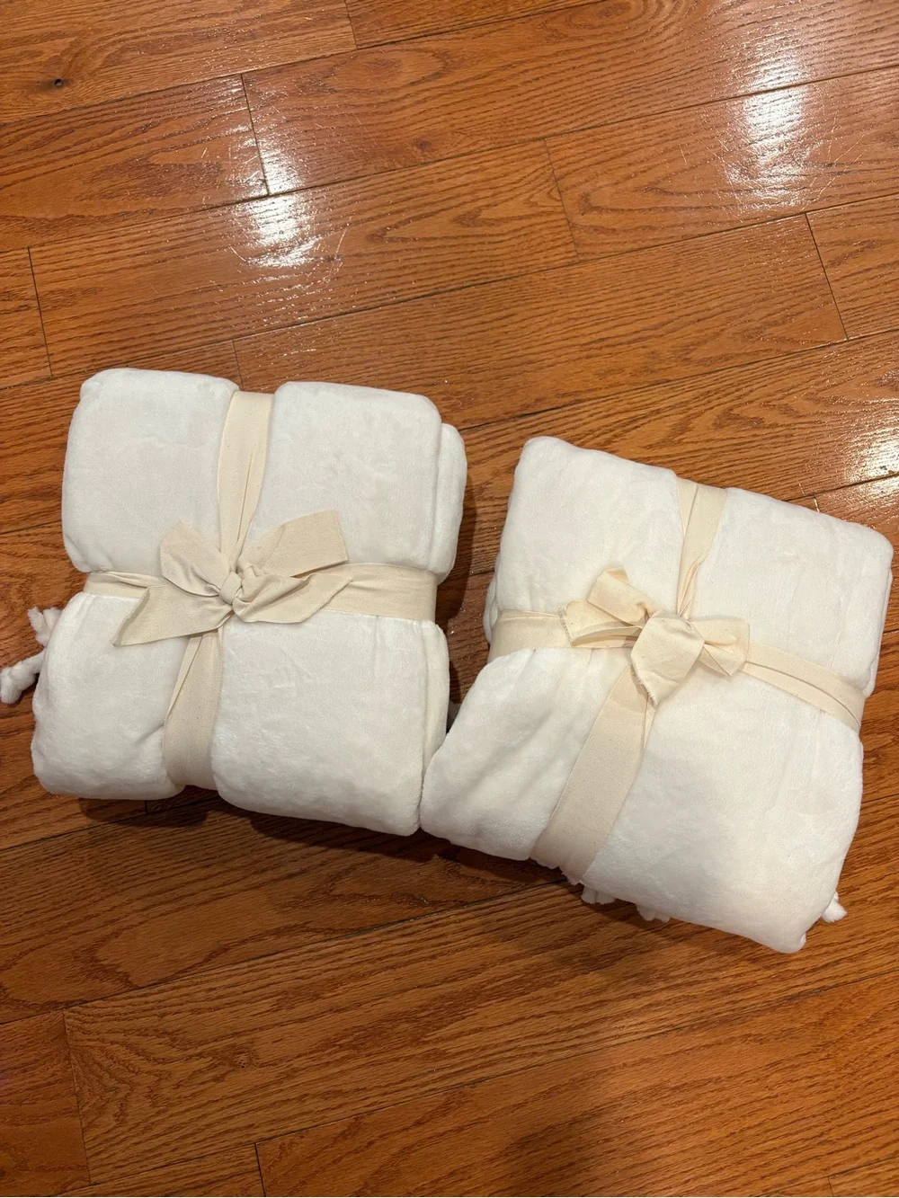 Pier 1 Ultra Soft Plush Throw Blanket 50x60 Ivory White NWT Cozy Set of 2